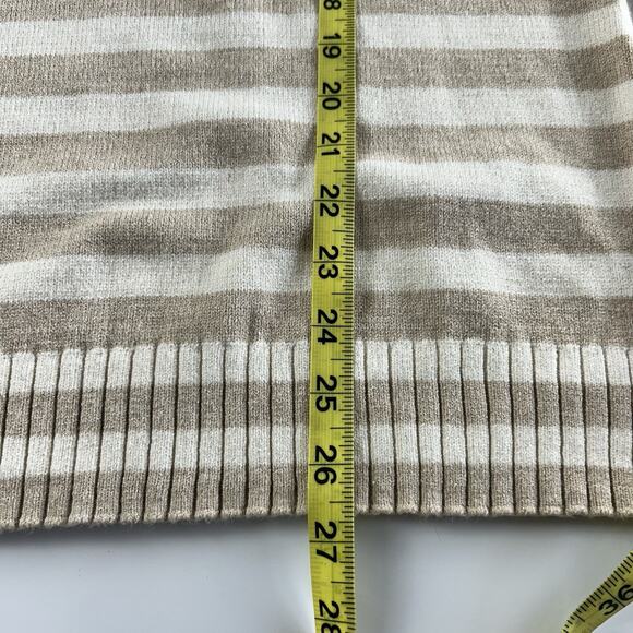 Lane Bryant Sweater White Tan Striped Button Stretch 14/16 Classic Preppy - Picture 13 of 16